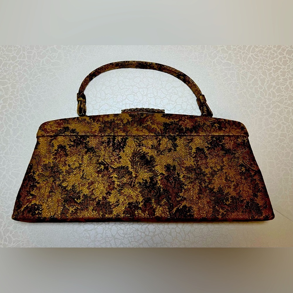 VINTAGE: Crown Lewis | floral brocade tapestry handbag.
